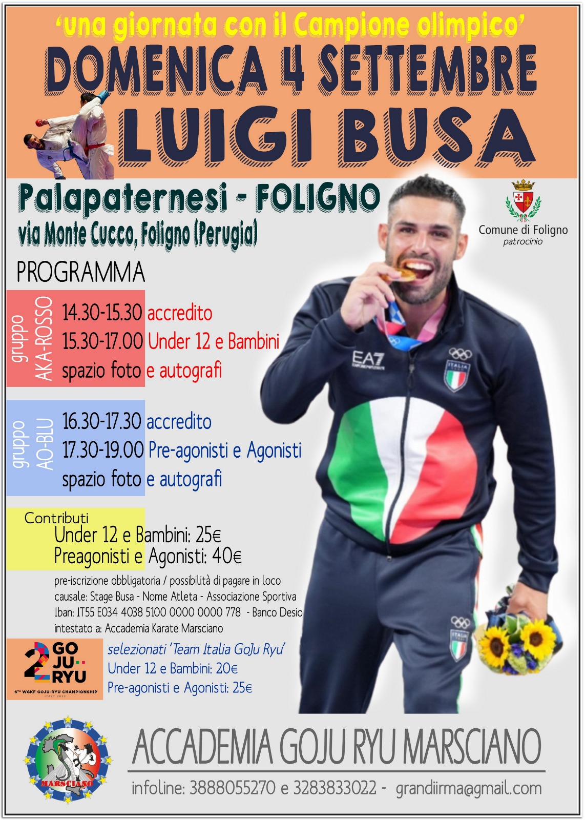 Info partenza stage di Luigi Busà – Foligno PG, 04/09/2022.