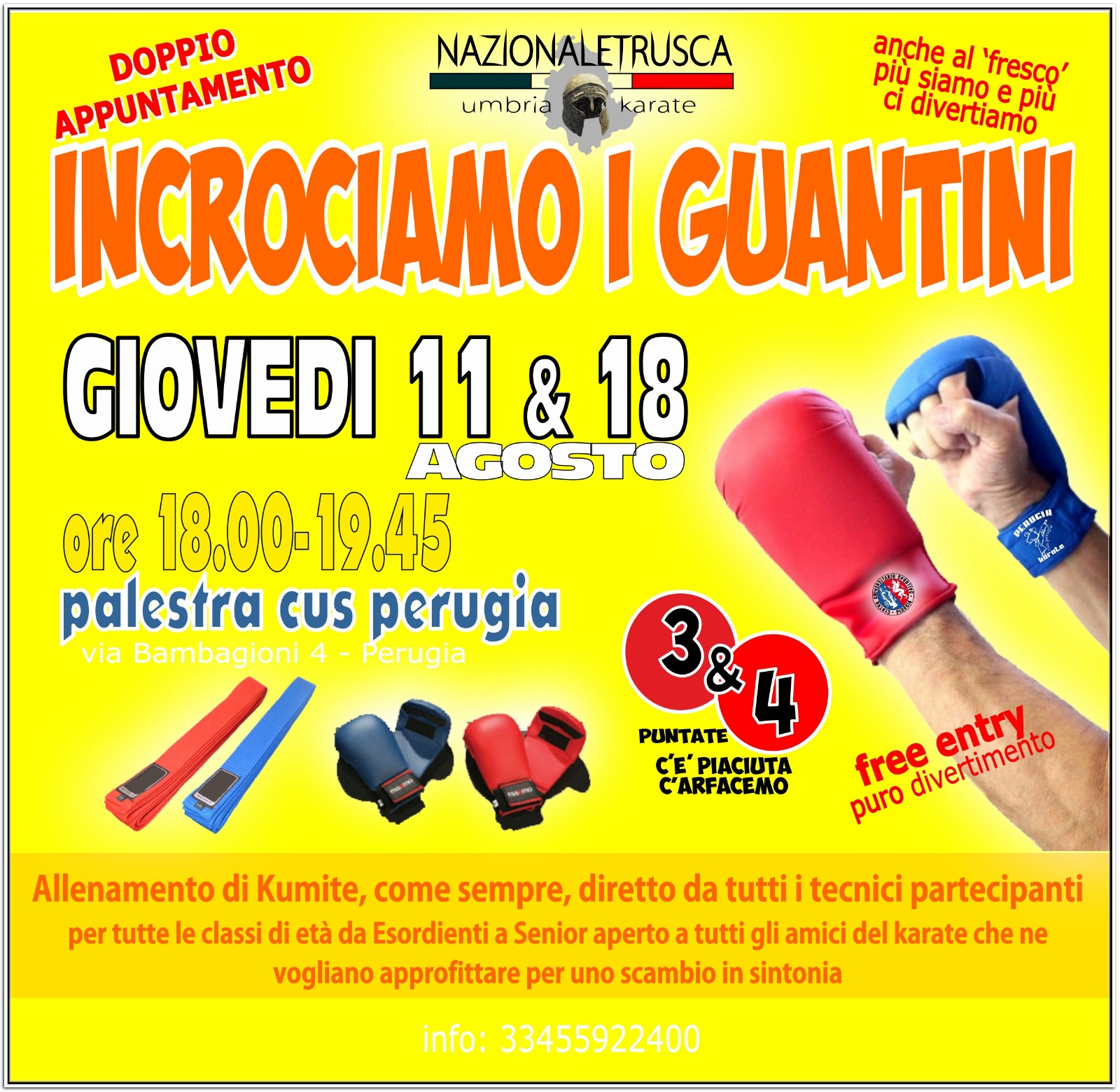 Info allenamento Cus-Perugia, 11/08/2022.