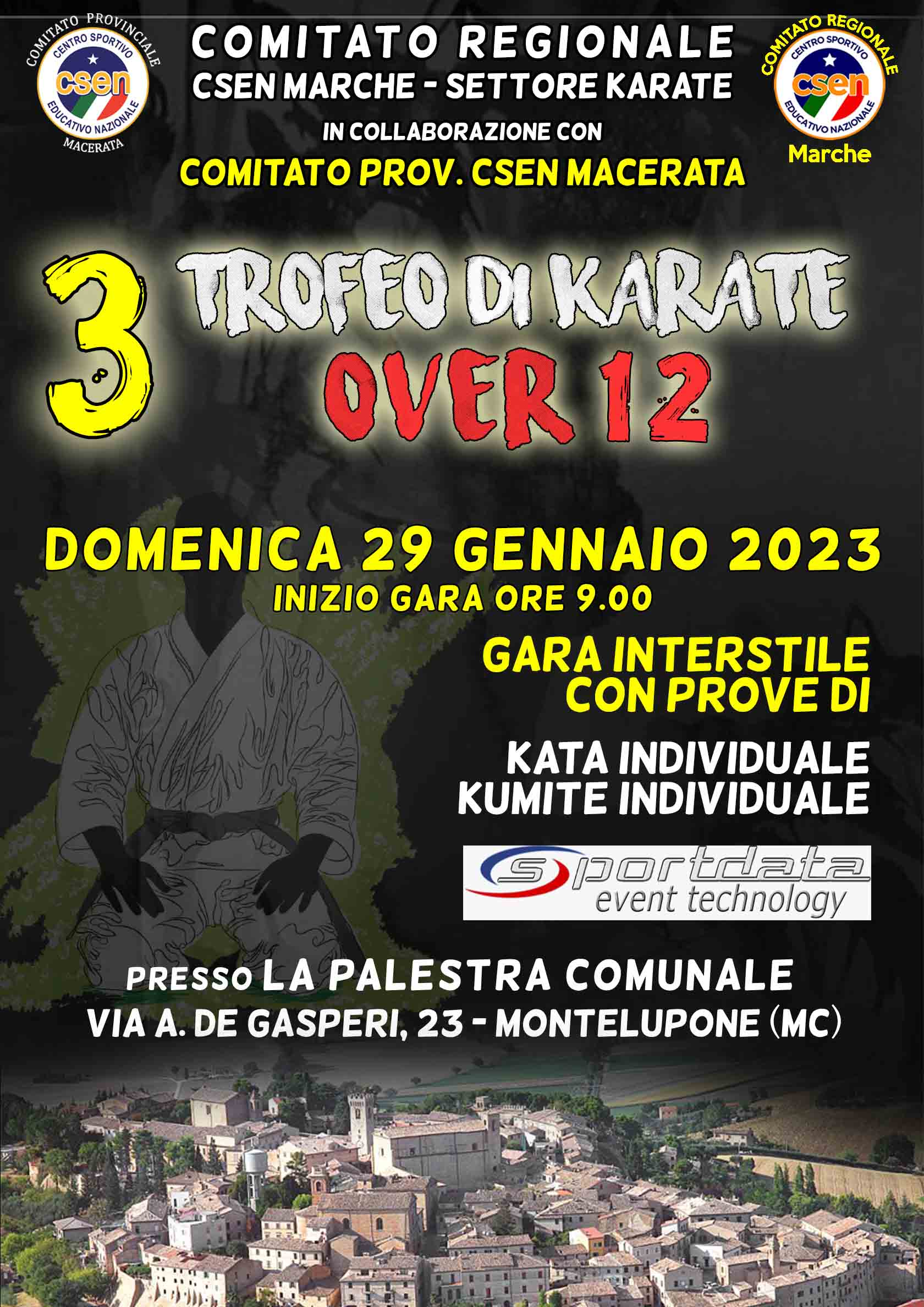 C.R.Csen Karate Marche: 3° Trofeo di karate Over 12 – Montelupone MC, 29/01/2023.