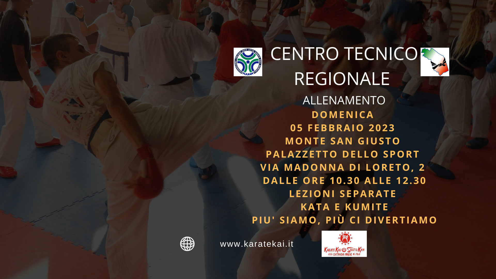 C.R.Fijlkam Karate Marche: Allenamento Centro tecnico Regionale. 05/02/2023.