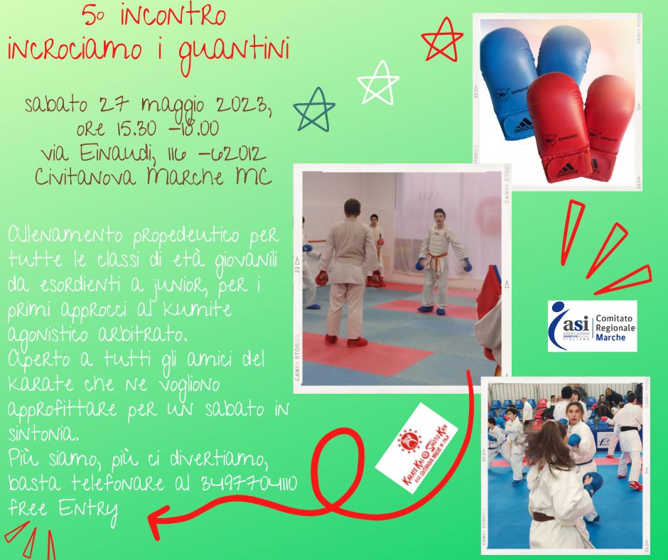 C.R.Marche Asi karate: 5° Incontro “incrociamo i guantini” Civitanova Marche, 27/05/2023.