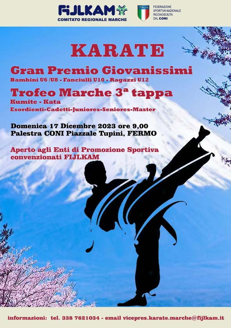 CRMarche Fijlkam Karate: Gran Premio Giovanissimi & Trofeo Marche III Tappa – Fermo, 27/11/2023.
