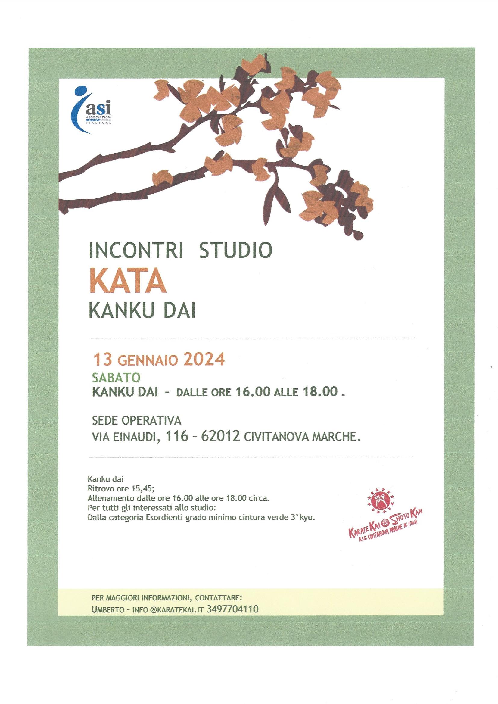 Incontri studio: kata kanku dai – Civitanova Marche, 13/01/2024