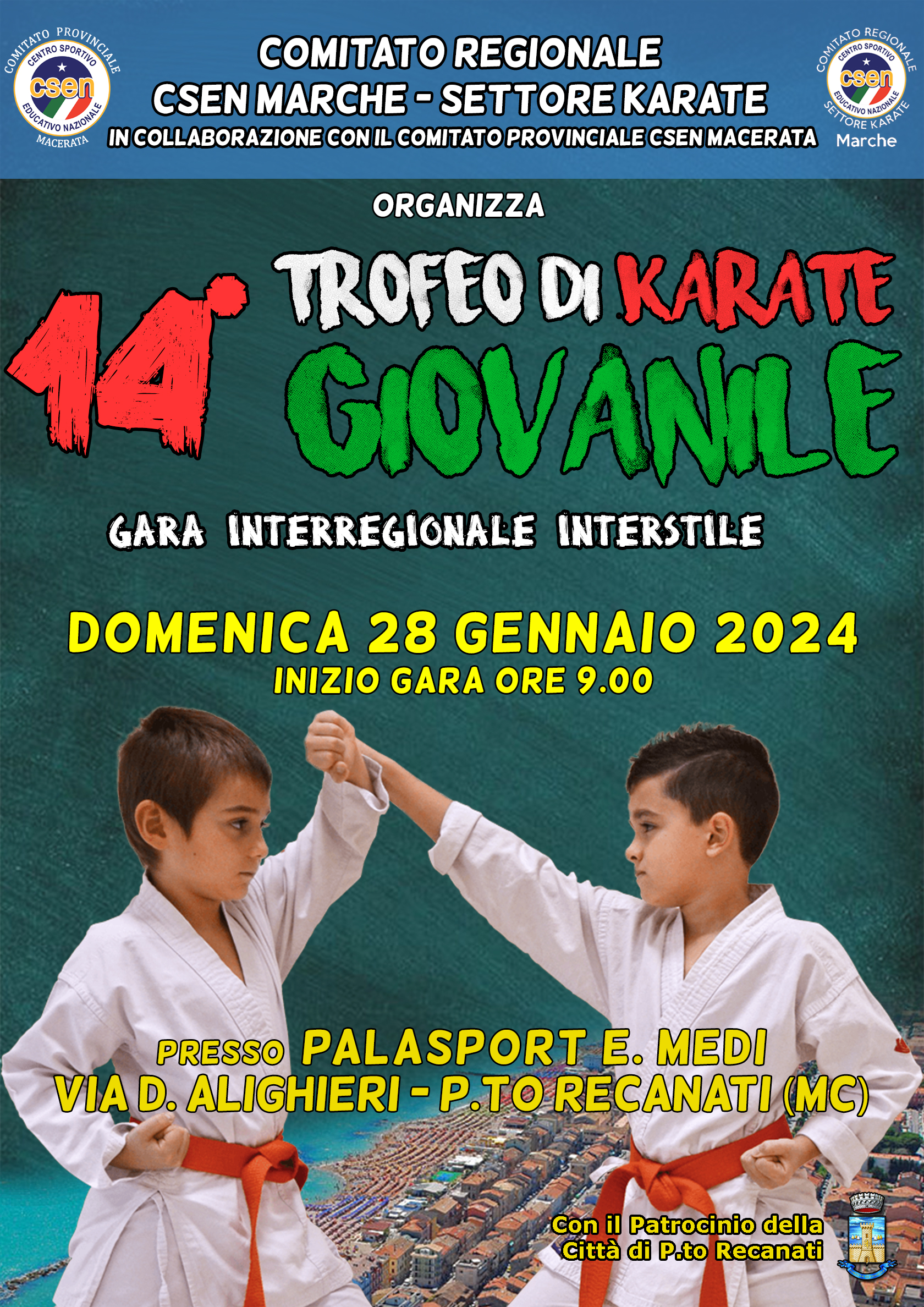 CRMarche Csen Karate: 14° Trofeo di  karate Giovanile. Porto Recanati, 28/01/2024.