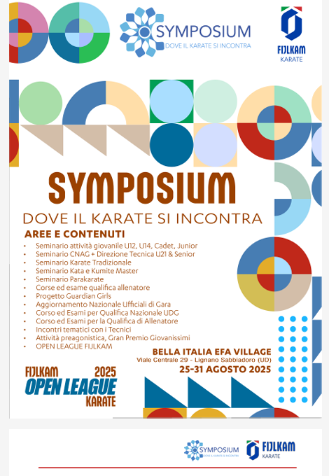 Fijlkam: Symposium dove il karate si incontra – Lignano Sabbiadoro  UD, 25/31 agosto 2025.