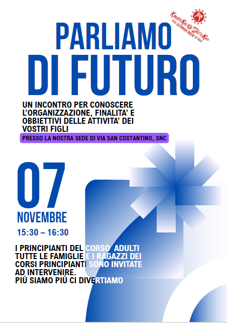 L’ Associazione Karate Kai  incontra genitori e atleti dei corsi principianti anno sportivo 2026-2027. Civitanova Marche, 07/11/2026.